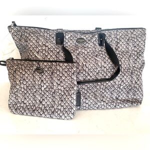 Coach Snake Print Weekender Packable Tote and Large Pouch Set in Gunmetal